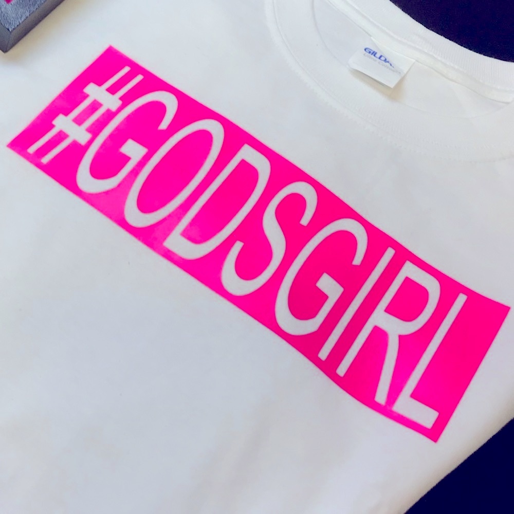 New Women's White Tee. GODS GIRL Best in tops.